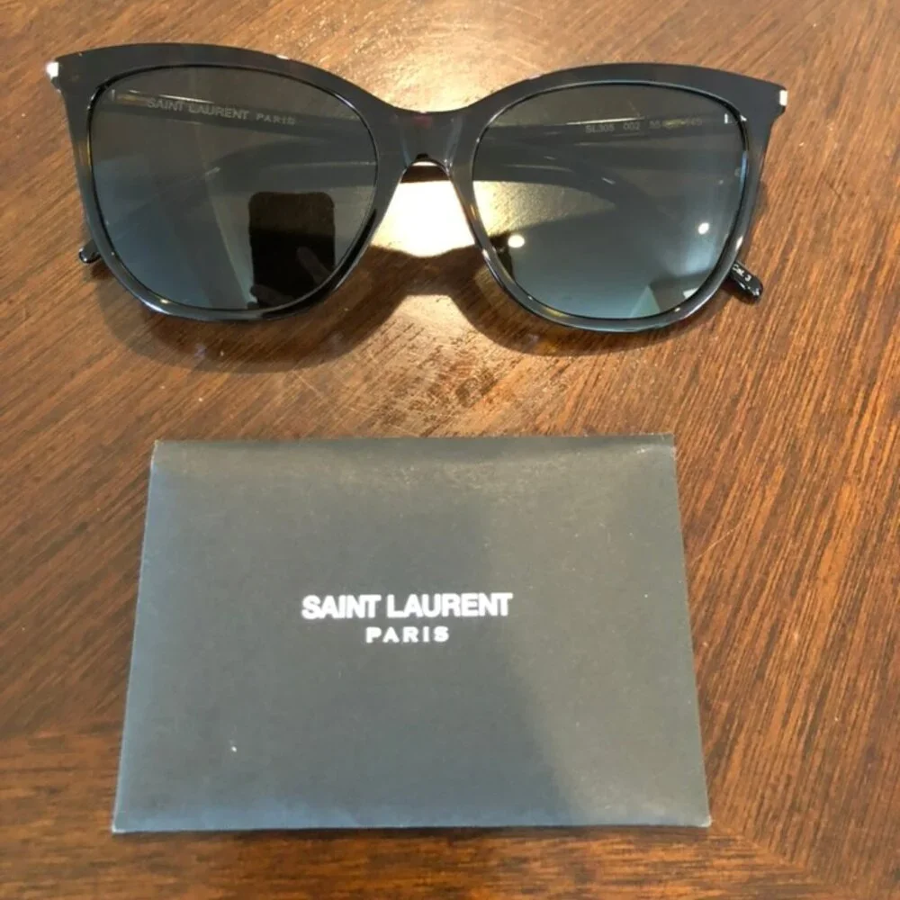 NIB Saint Laurent Cat Eye Brown Tortiseshell Sunglasses Authentic + Case